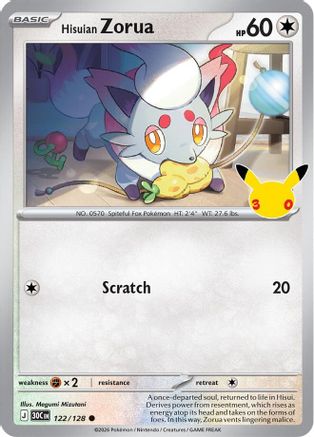 Hisuian Zorua 122/128/128  - Holofoil ME 30th Celebration - Common