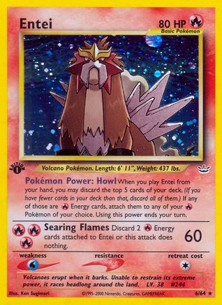 Entei (6) (6) 006/64  - 1st Edition Holofoil Neo Revelation - Holo Rare
