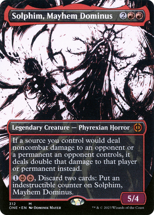 Solphim, Mayhem Dominus (Showcase) (ONE-312) - Phyrexia: All Will Be One: (Showcase) (Borderless)