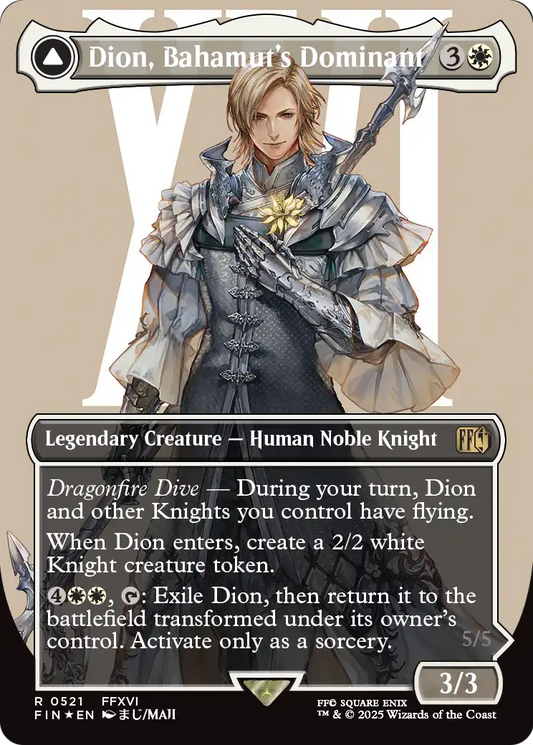 Dion, Bahamut's Dominant (Borderless) (Surge Foil) (FIN-521) - FINAL FANTASY: (enchantment) Foil