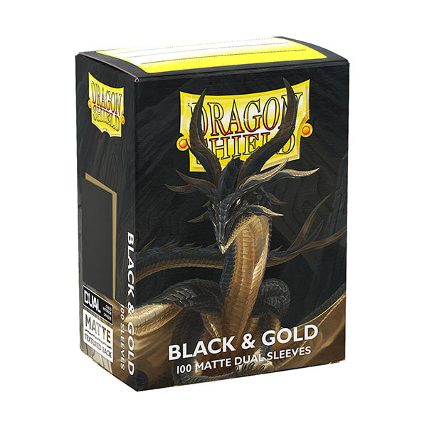 Dragon Shield Sleeves: Standard DUAL- Matte Black & Gold (100 ct.)