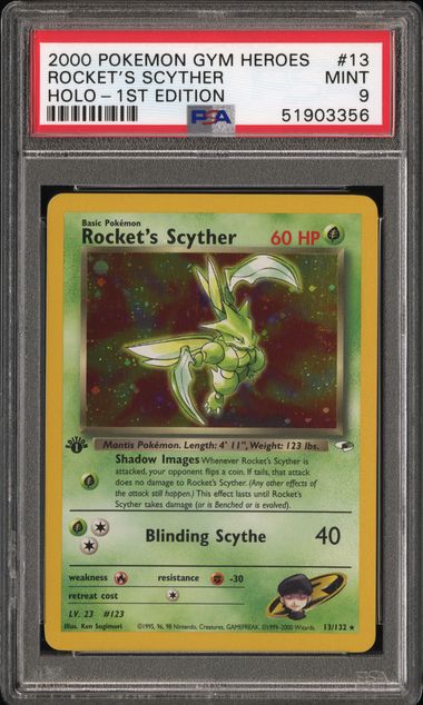 2000 POKEMON GYM HEROES #13 ROCKET'S SCYTHER HOLO-1ST EDITION PSA 9