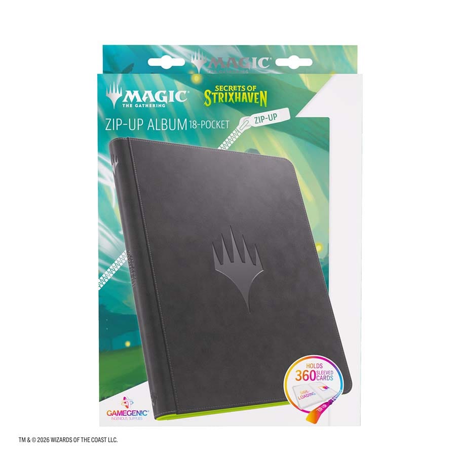GAMEGENIC: MAGIC THE GATHERING: SOS SECRETS OF STRIXHAVEN: PRIME ZIP-UP ALBUM 18-POCKET: BLACK AND GREEN