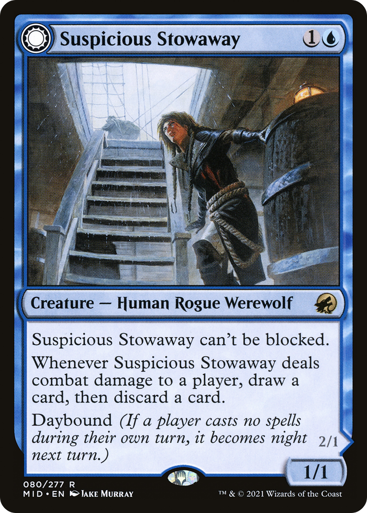 Suspicious Stowaway (MID-080) - Innistrad: Midnight Hunt: (Double Faced Transform) Foil