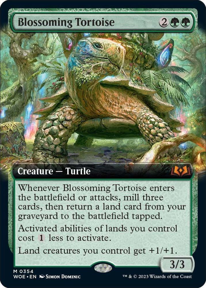 Blossoming Tortoise (Extended Art) - Wilds of Eldraine (WOE)