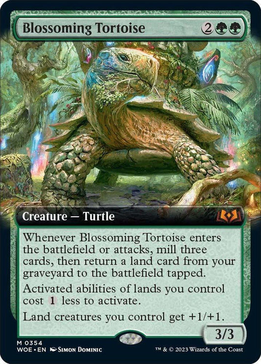 Blossoming Tortoise (Extended Art) - Wilds of Eldraine (WOE)