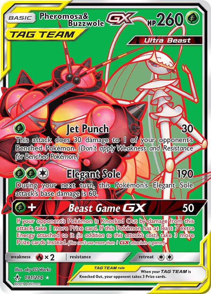 Pheromosa & Buzzwole GX (191) (Full Art) - SM - Unbroken Bonds (SM10)
