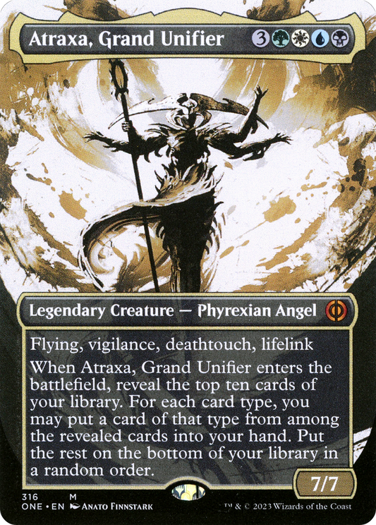 Atraxa, Grand Unifier (Showcase) (ONE-316) - Phyrexia: All Will Be One: (Showcase) (Borderless) Foil