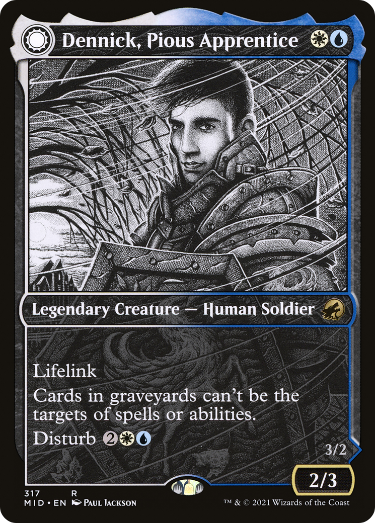 Dennick, Pious Apprentice (Showcase) (MID-317) - Innistrad: Midnight Hunt: (Showcase, Double Faced Transform)