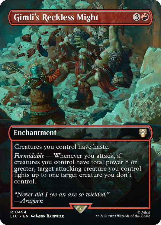 Gimli's Reckless Might (Borderless) - Commander: The Lord of the Rings: Tales of Middle-earth (LTC)