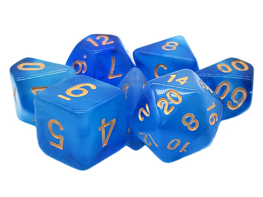 Old School 7 Piece DnD RPG Dice Set: Odyssey - Blue