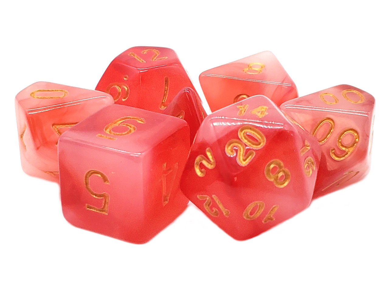Old School 7 Piece DnD RPG Dice Set: Odyssey - Red